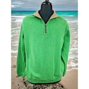 Tommy Bahama Men Reversible Long Sleeve Pull Over Green Gray (See Measurements)